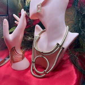 Silver and Gold Statement Necklace Set